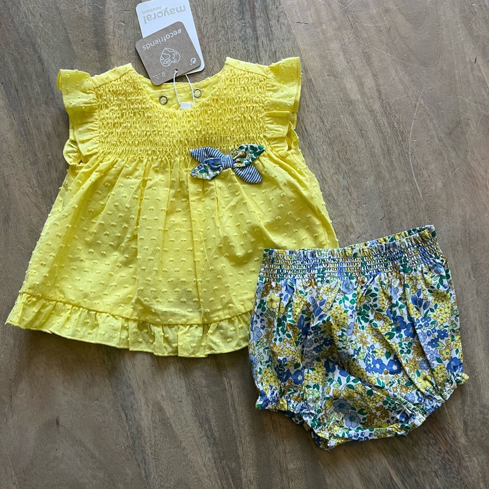 Mayoral Yellow and Blue baby Outfit